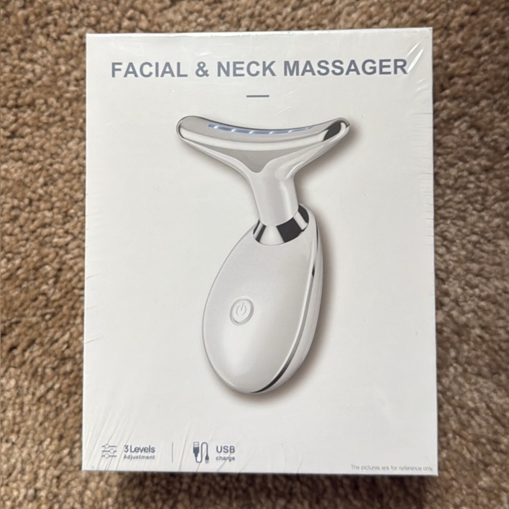 White Facial & Neck Massager - USB Rechargeable Skin Toning Device